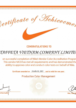 Nike VCA_Production Color Management_FTC Long-An Plant