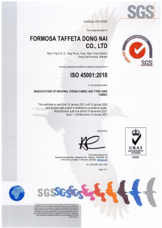 ISO 45001 Certificate for  Dong Nai Plant