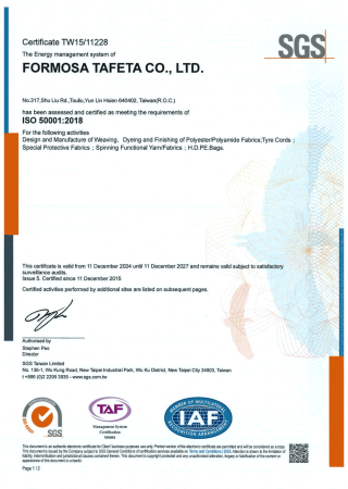 ISO 50001 Energy Management Systems Certificate for FTC