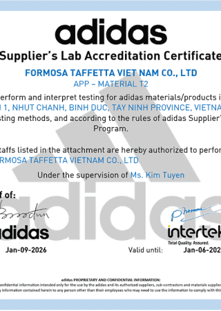 Level III Laboratory Accreditation Certificate for Tay-ninh Plant