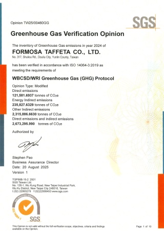 GHG Protocol GHG Verification Statement for FTC Plant 1 and 2