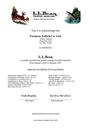 L.L.Bean Certificate