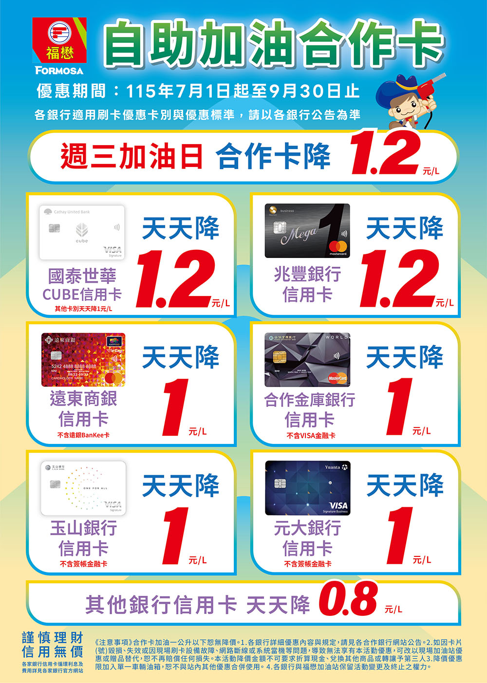 合作銀行卡「自助」加油刷卡優惠DM